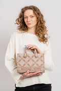 Gigi Small Empire Logo Jacquard Messenger Bag - Natural/Luggage