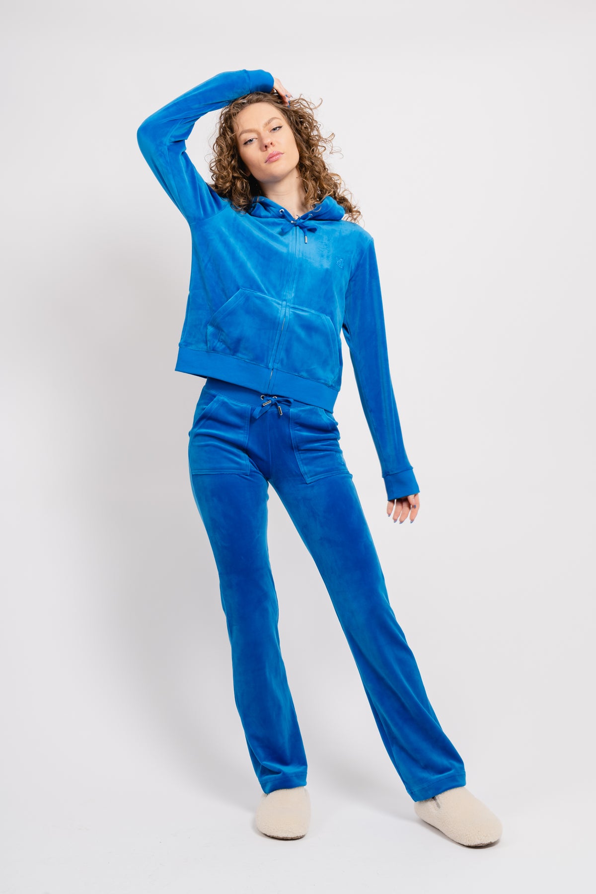 Robertson Classic Velour Zip Hoodie - Skydiver