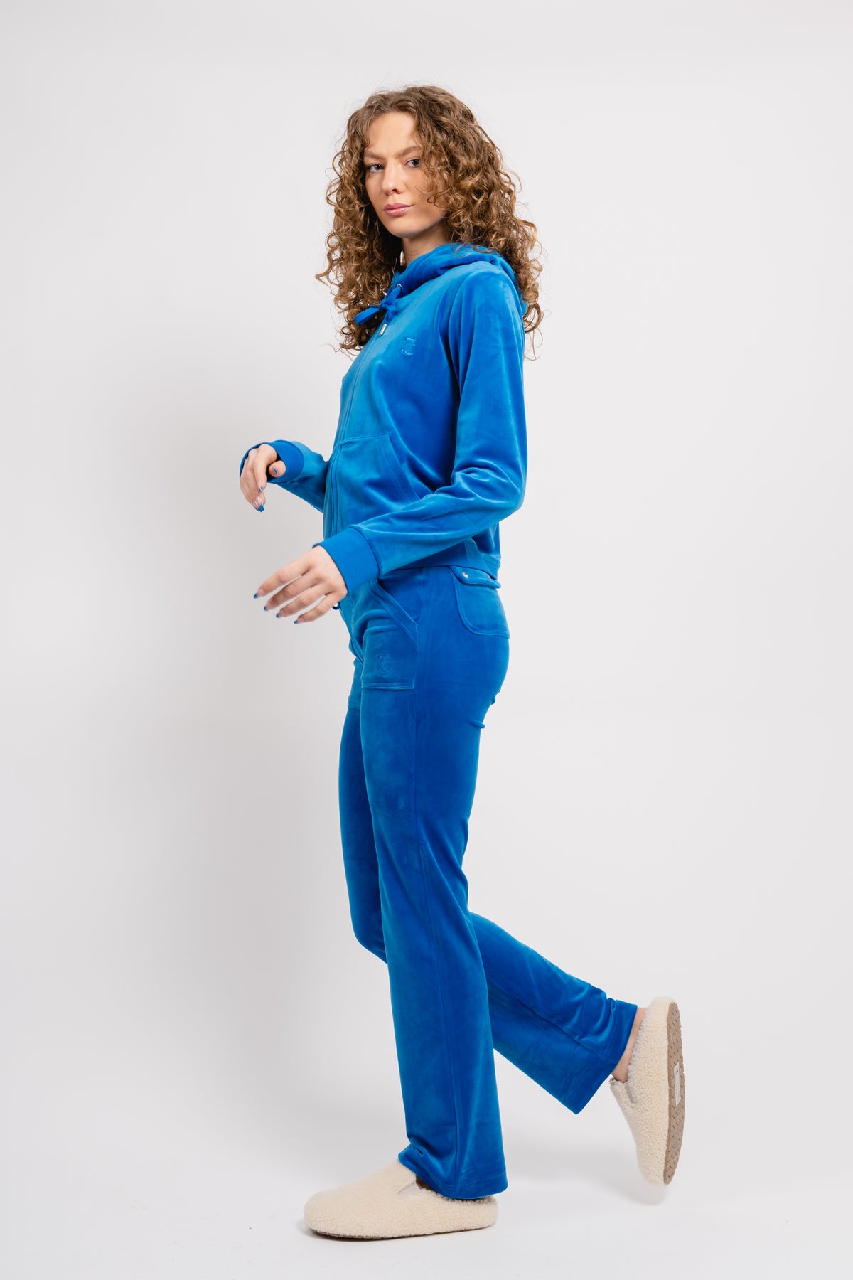 Robertson Classic Velour Zip Hoodie - Skydiver