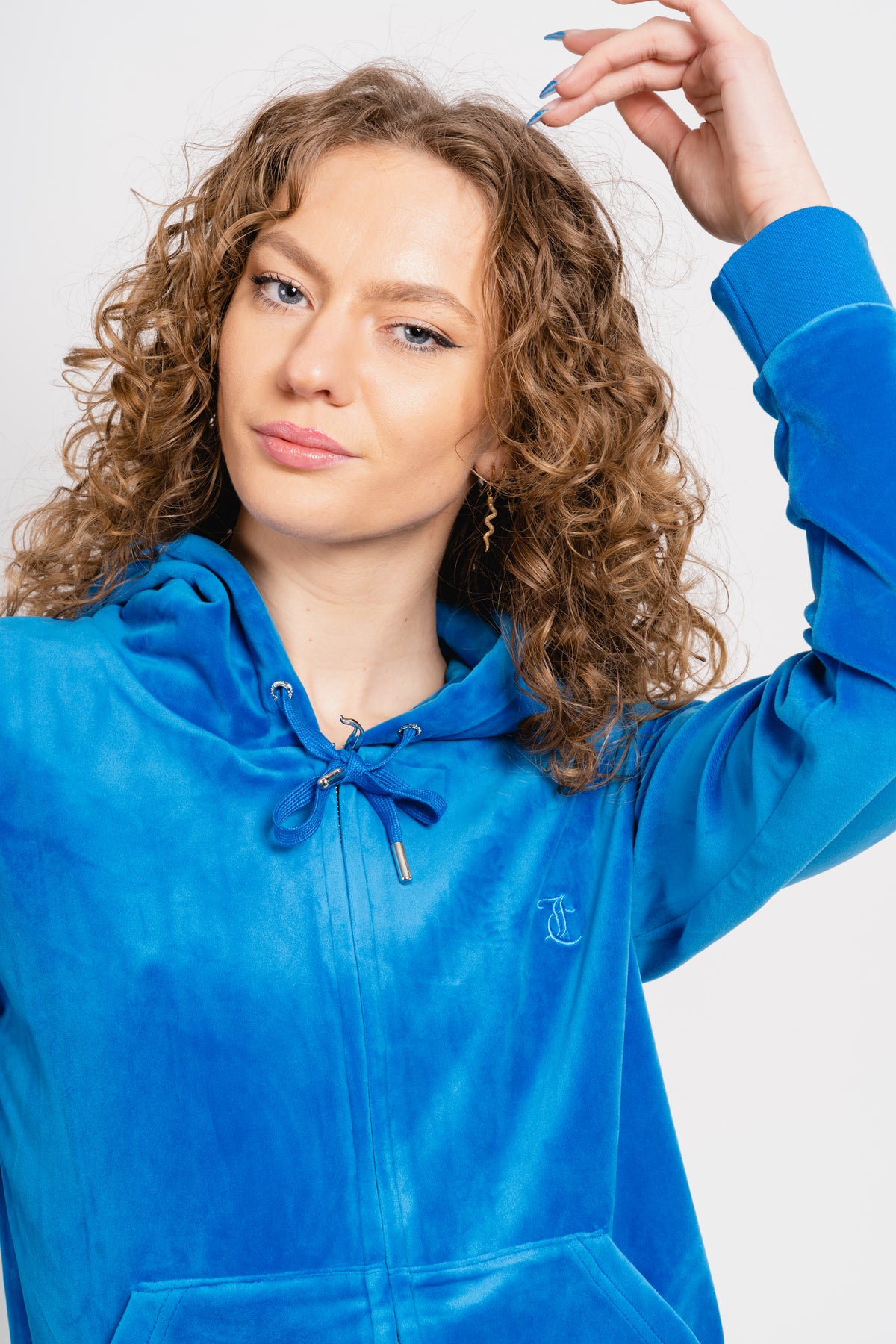 Robertson Classic Velour Zip Hoodie - Skydiver
