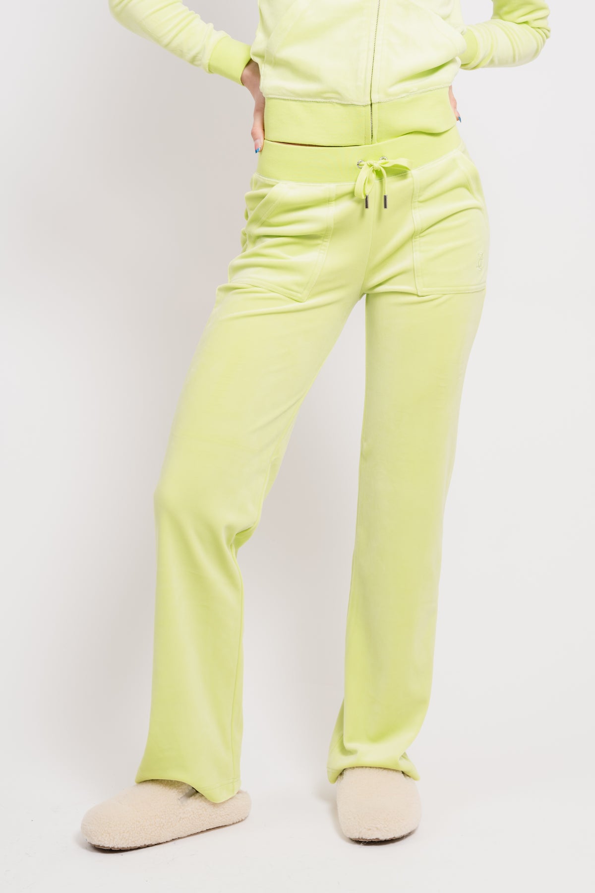 Del Ray Classic Velour Pant Pocket - Sharp Green