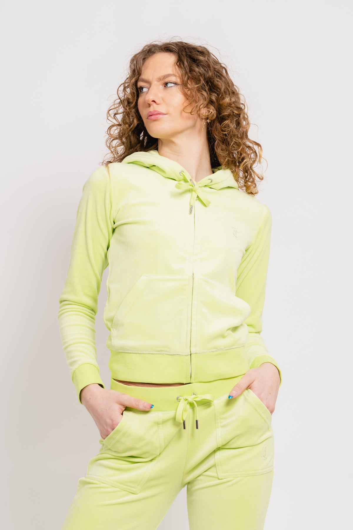 Robertson Classic Velour Zip Hoodie - Sharp Green