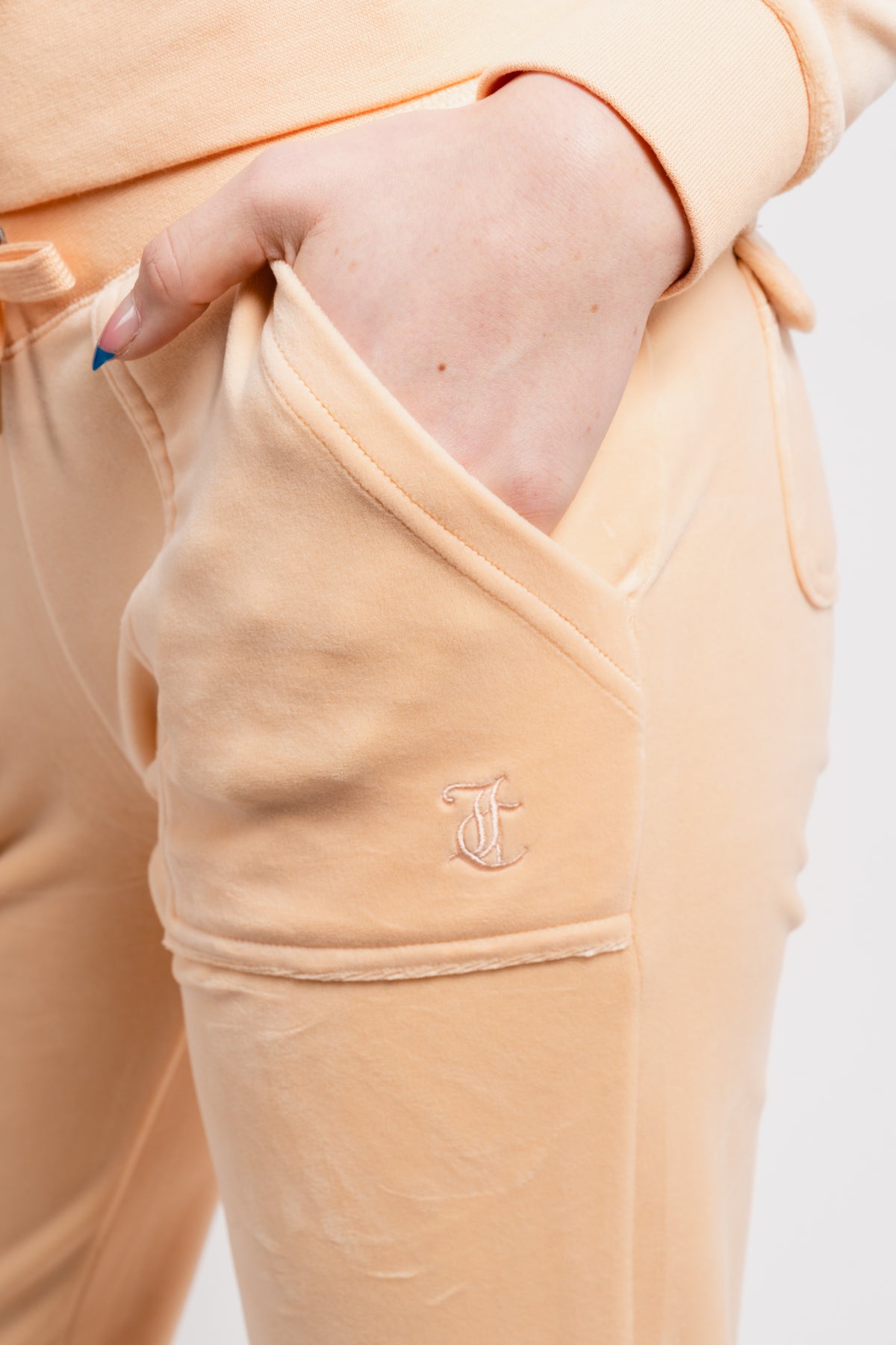 Del Ray Classic Velour Pant Pocket - Beach Sand