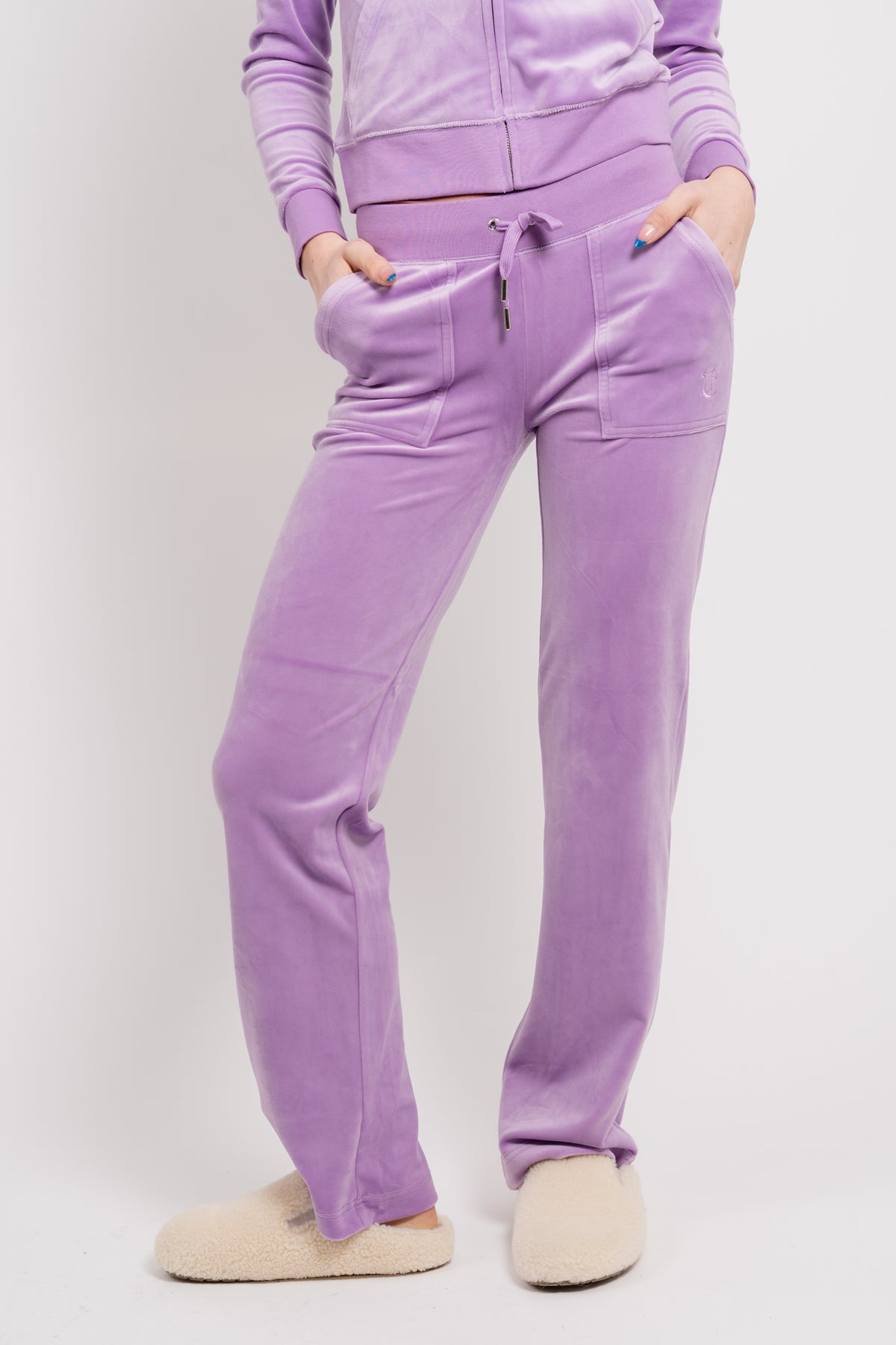 Del Ray Classic Velour Pant Pocket - Sheer Lilac