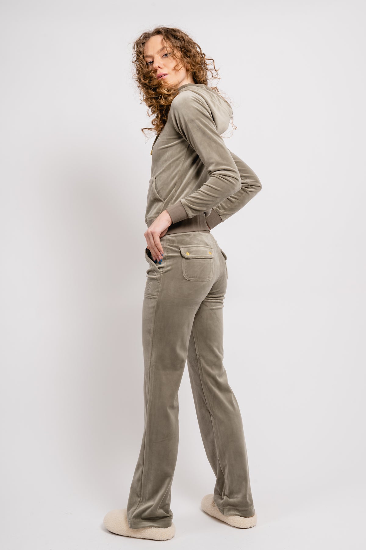 Robertson Classic Velour Zip Hoodie Gold Hw - Vetiver