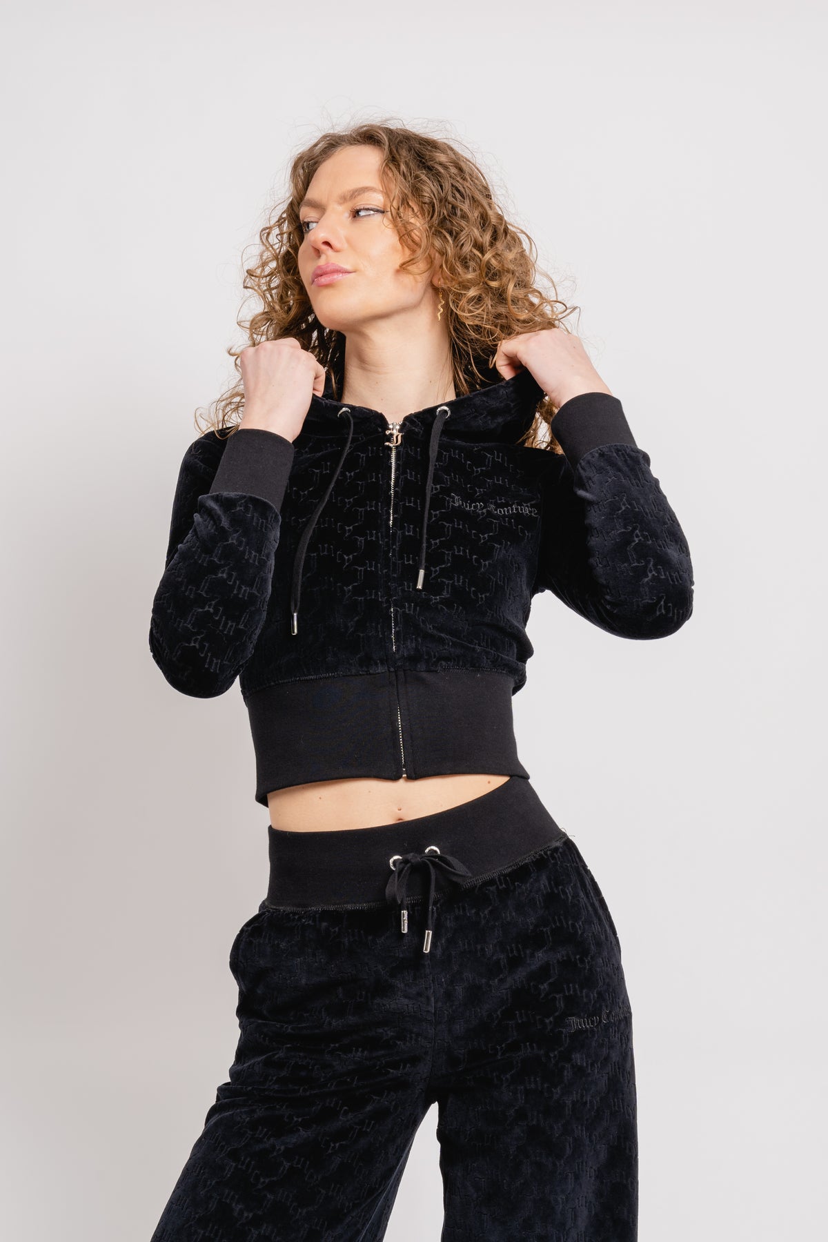 Marissa Monogram Hoodie - Black