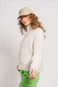 Sia Ls Knit Zipper Cardigan - Snow White Melange