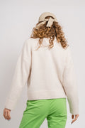 Sia Ls Knit Zipper Cardigan - Snow White Melange