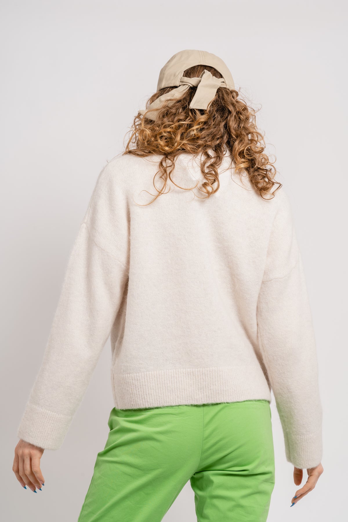 Sia Ls Knit Zipper Cardigan - Snow White Melange