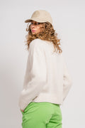 Sia Ls Knit Zipper Cardigan - Snow White Melange