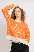 Sissi Ls Knit O-Neck - Orangeade
