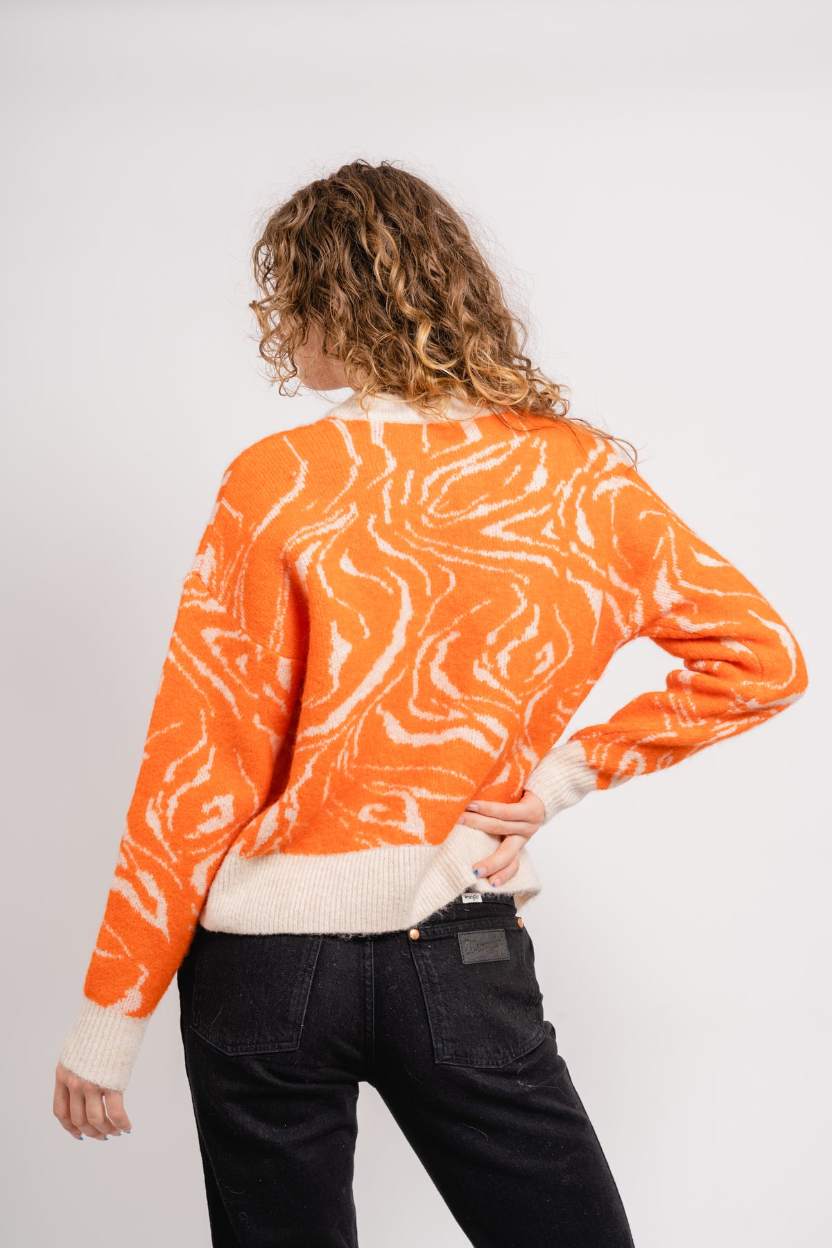 Sissi Ls Knit O-Neck - Orangeade