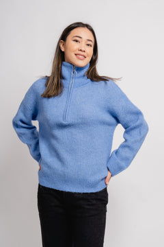 Sia Ls Knit Half Zipper Ex - Ultramarine Melange