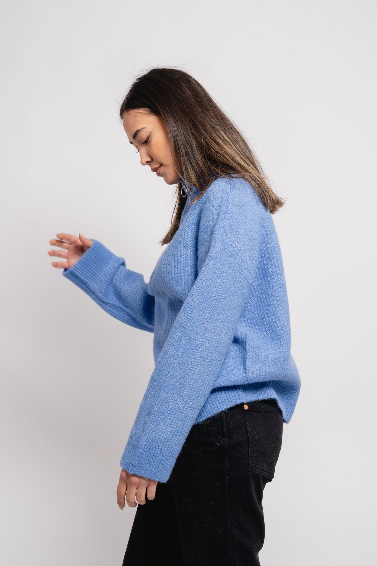 Sia Ls Knit Half Zipper Ex - Ultramarine Melange