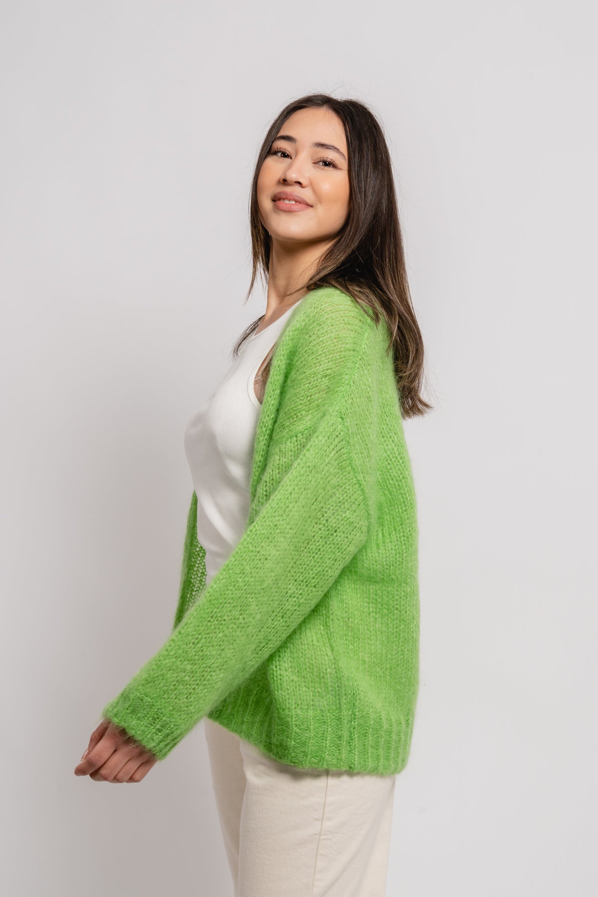 RastinaPW Cardigan - Grass Green