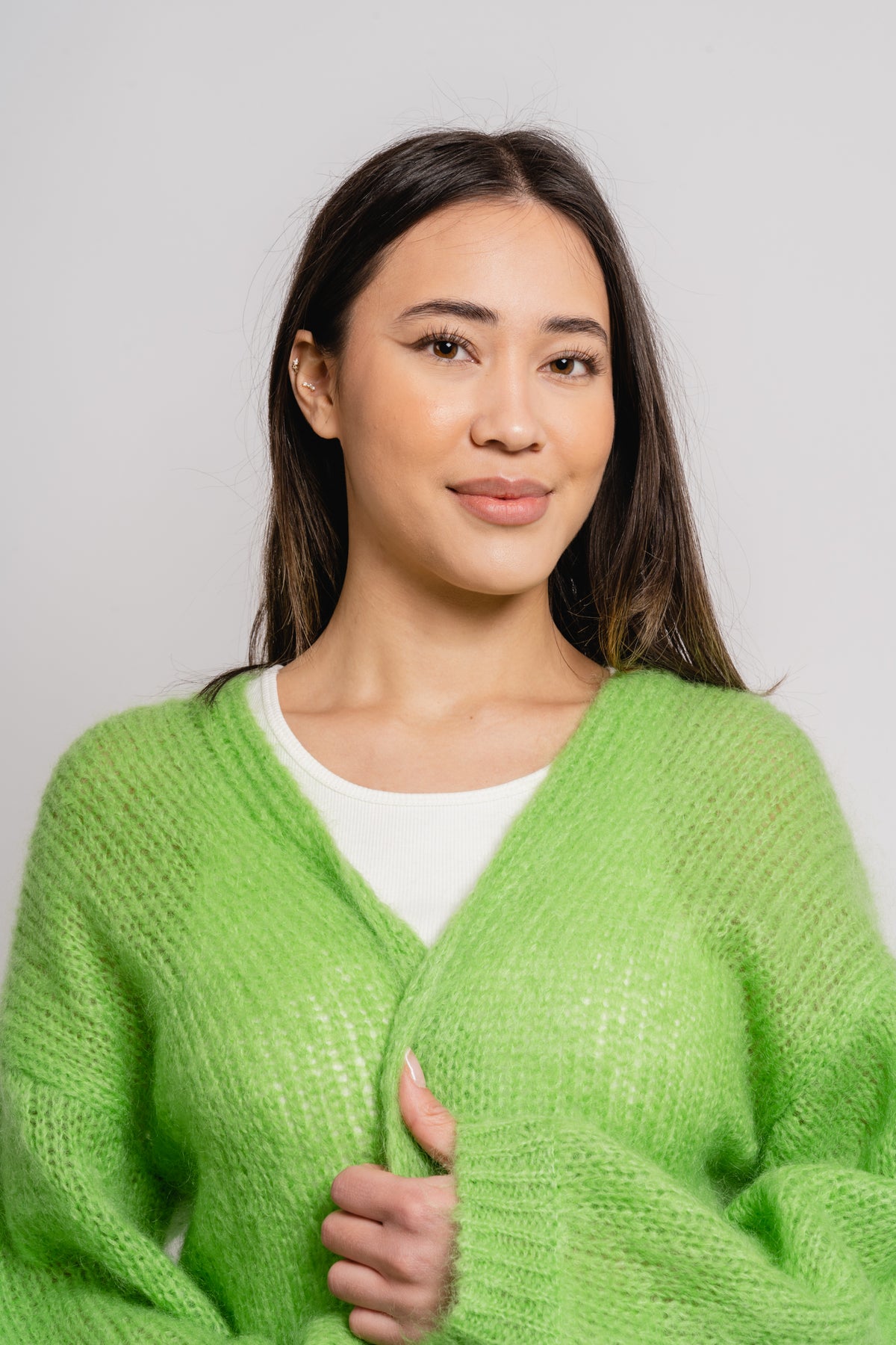 RastinaPW Cardigan - Grass Green