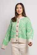Sissi Ls Knit O-Neck Cardigan - Absinthe Green