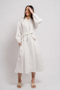 Poplin Bohemian Wide Dress - White