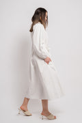 Poplin Bohemian Wide Dress - White