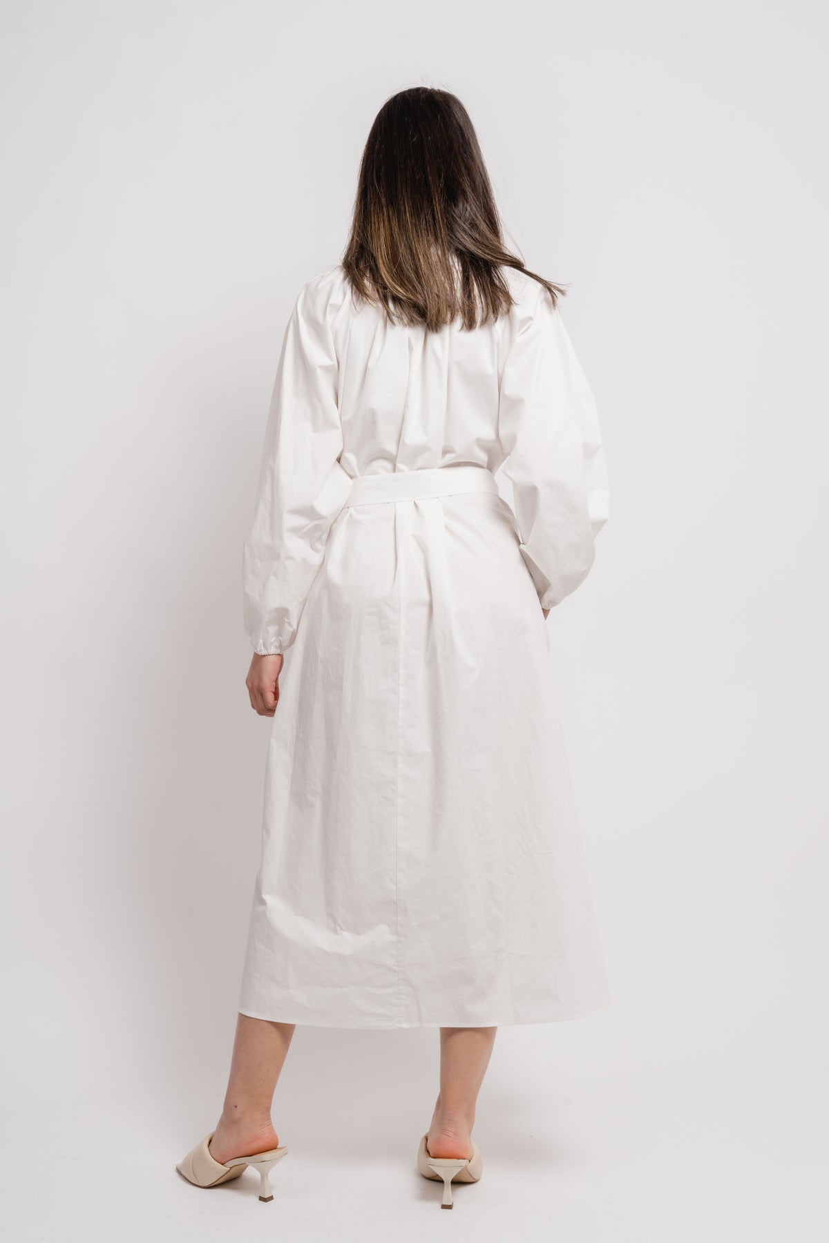 Poplin Bohemian Wide Dress - White