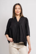 Ellie Linen Top - Black