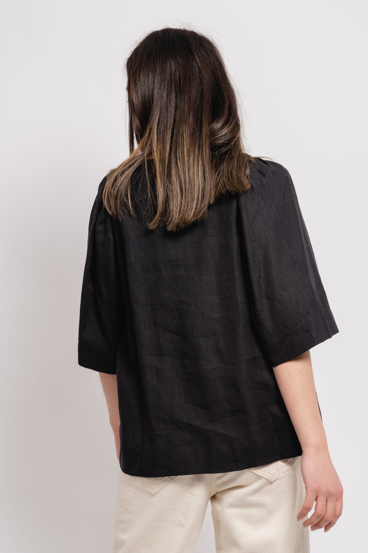 Ellie Linen Top - Black