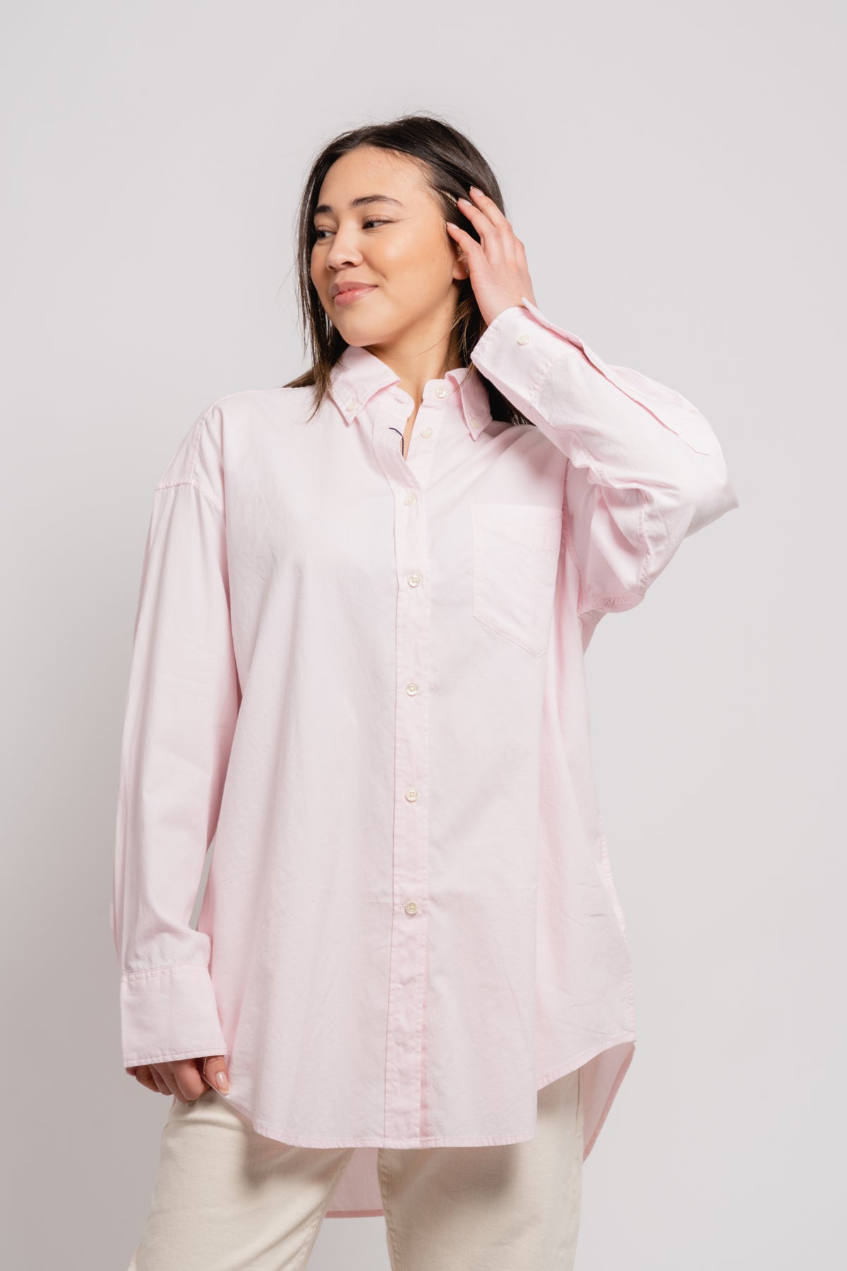 Oversized Fit Luxury Oxford Shirt - Light Pink
