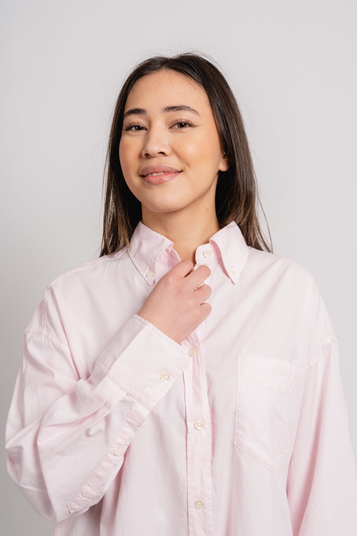 Oversized Fit Luxury Oxford Shirt - Light Pink