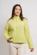 Sia Ls Knit Zipper Cardigan - Sharp Green Melange