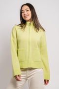 Sia Ls Knit Zipper Cardigan - Sharp Green Melange