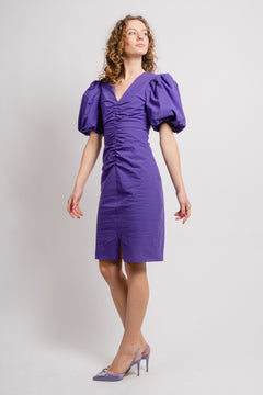 Sandrine Puff Sleeve Dress - Purple
