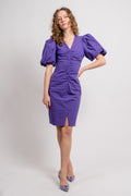 Sandrine Puff Sleeve Dress - Purple