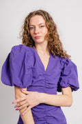 Sandrine Puff Sleeve Dress - Purple