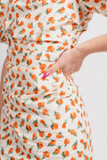 Sandrine Print Puff Dress - Mandarin Flower Print
