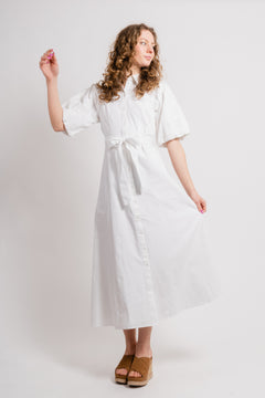 Violette 2/4 Ankle Broderi Dress - Bright White