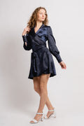 Dawn Satin Dress - Navy