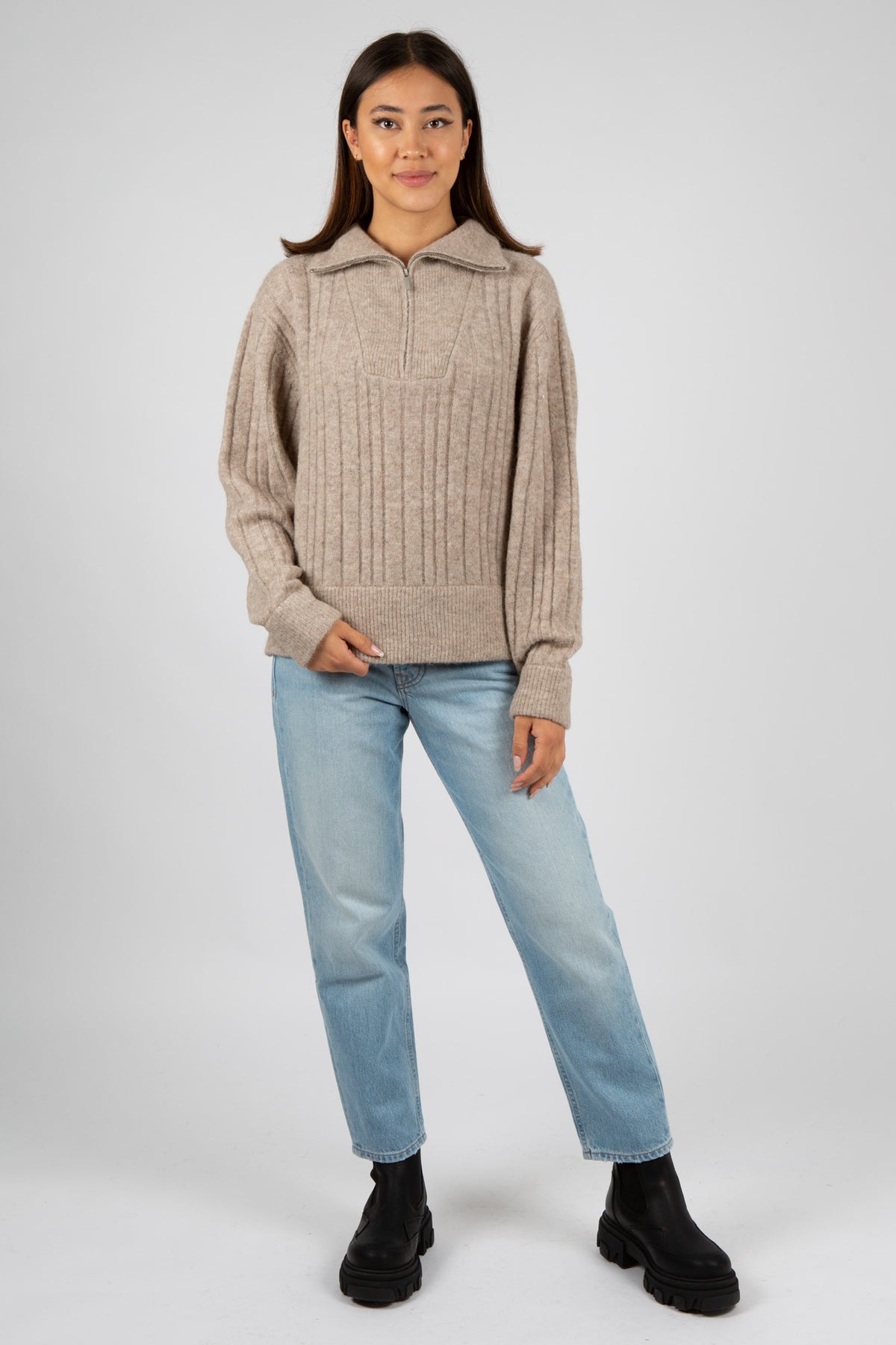 AlphaGZ Zipper Pullover - Warm Sand Melange