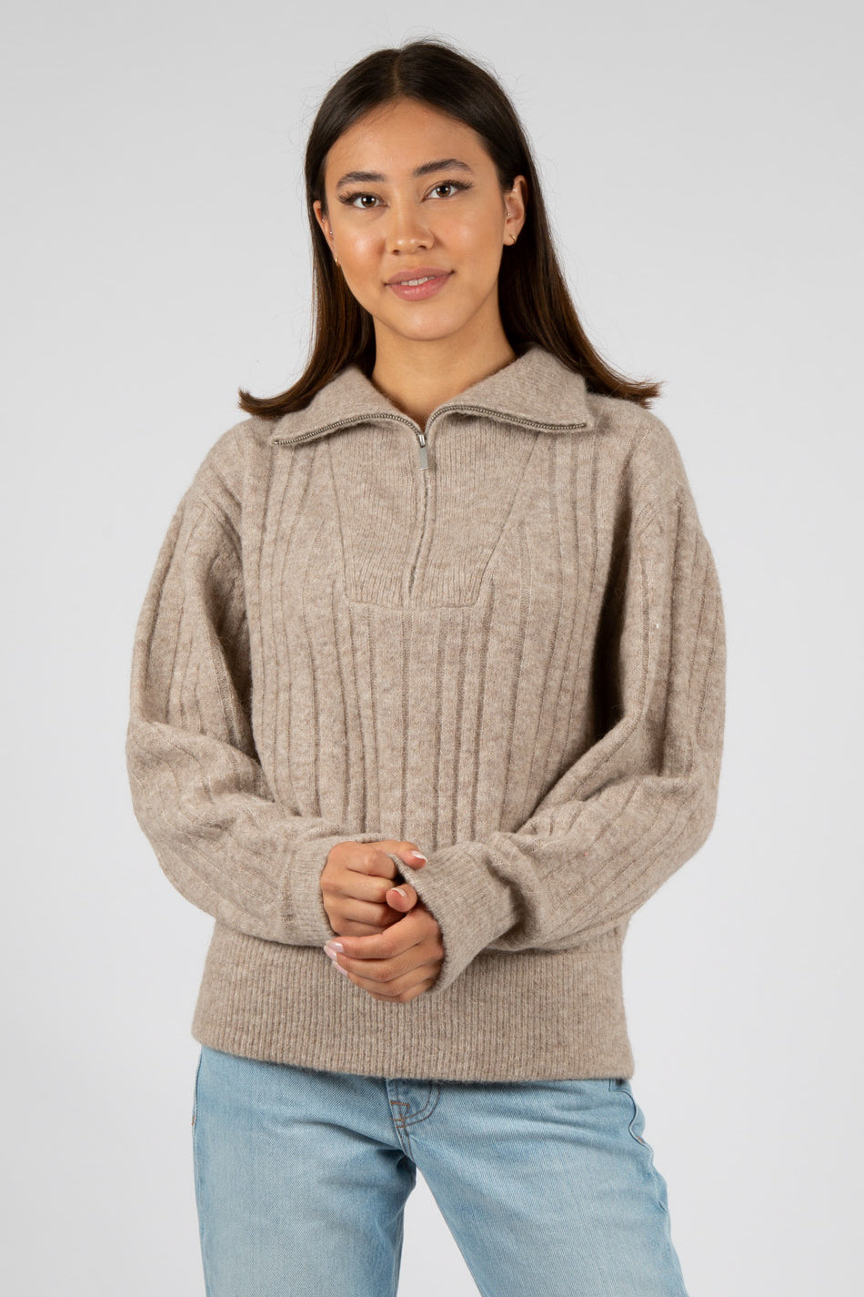 AlphaGZ Zipper Pullover - Warm Sand Melange