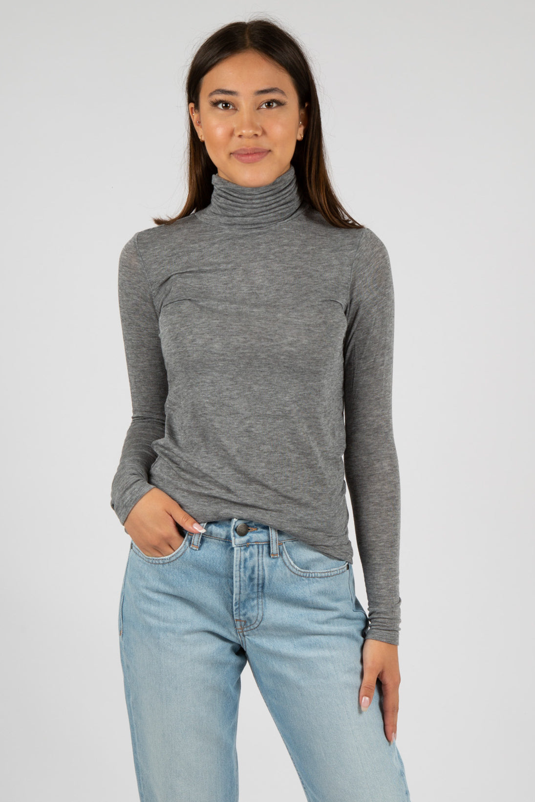Matima T-Neck Tee - Grey Melange
