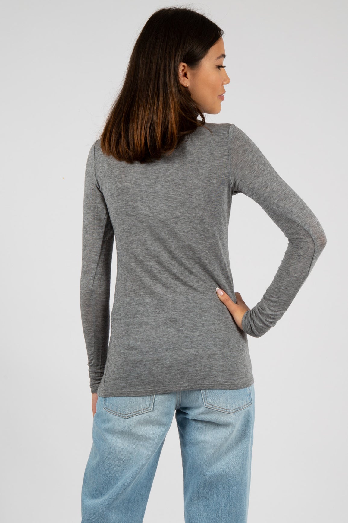 Matima T-Neck Tee - Grey Melange
