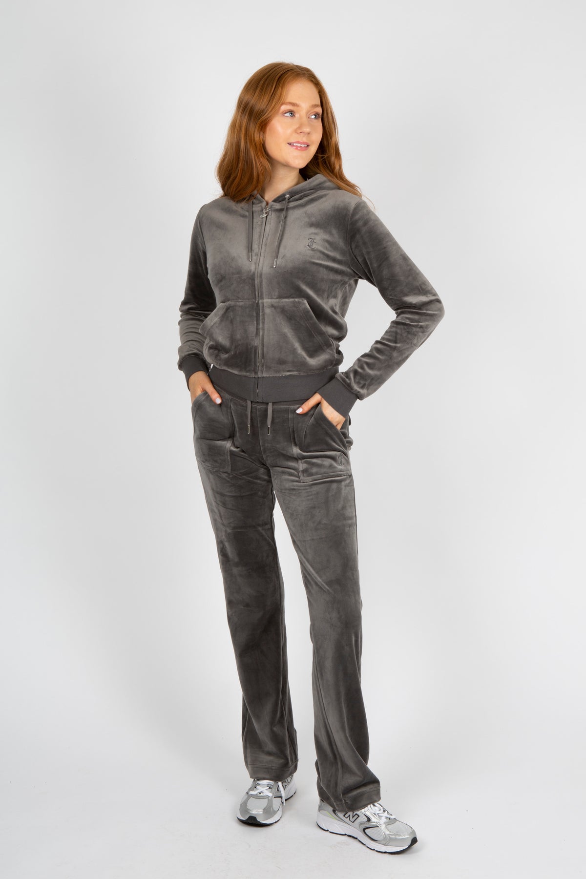 Juicy Couture Del Ray Classic Velour Pant Pocket - Top Hat