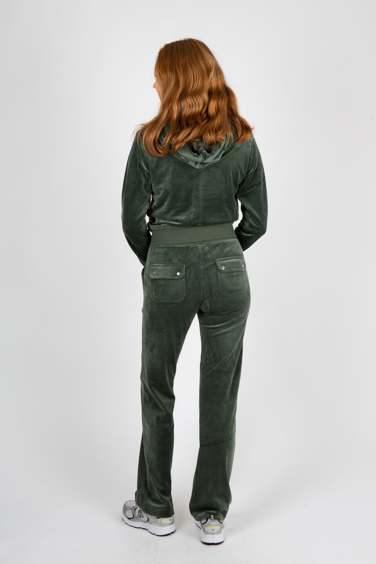 Del Ray Classic Velour Pant Pocket - Dark Moss