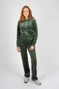 Robertson Classic Velour Zip Hoodie - Dark Moss
