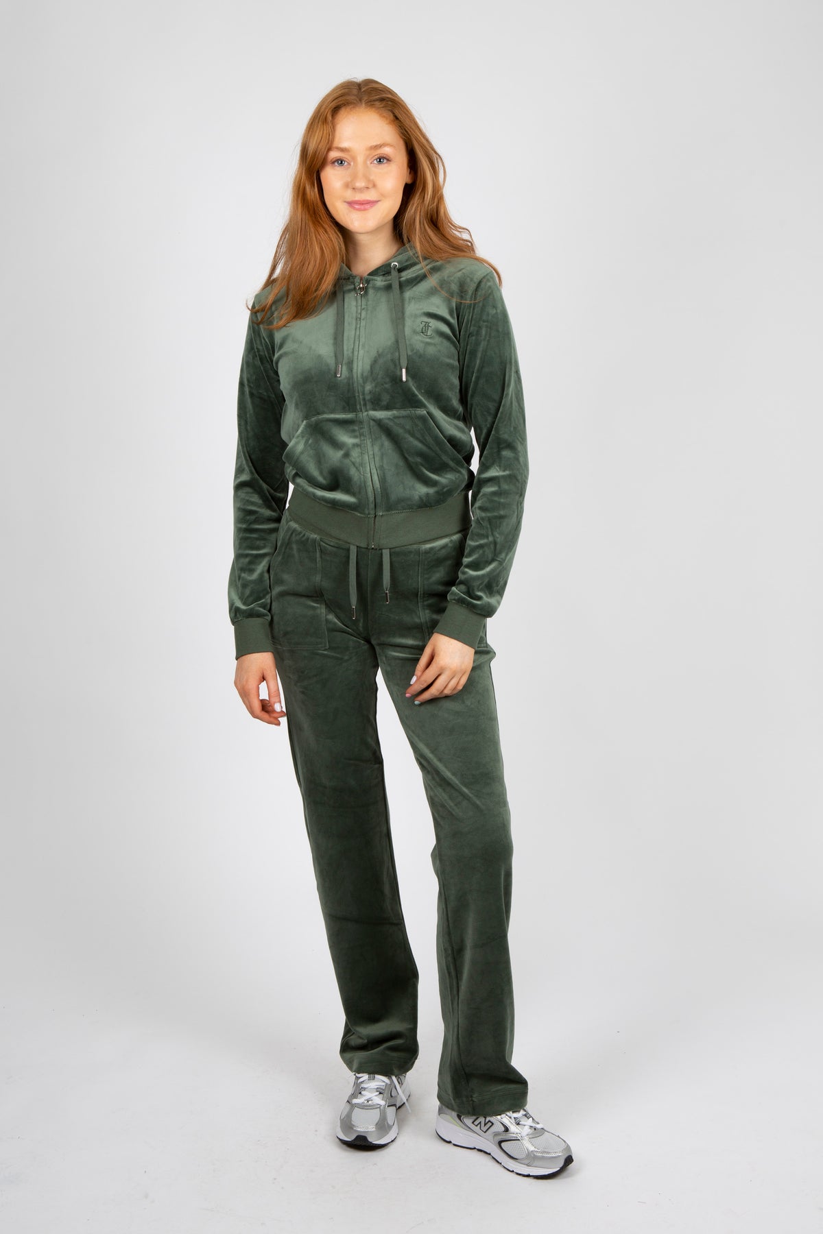 Del Ray Classic Velour Pant Pocket - Dark Moss