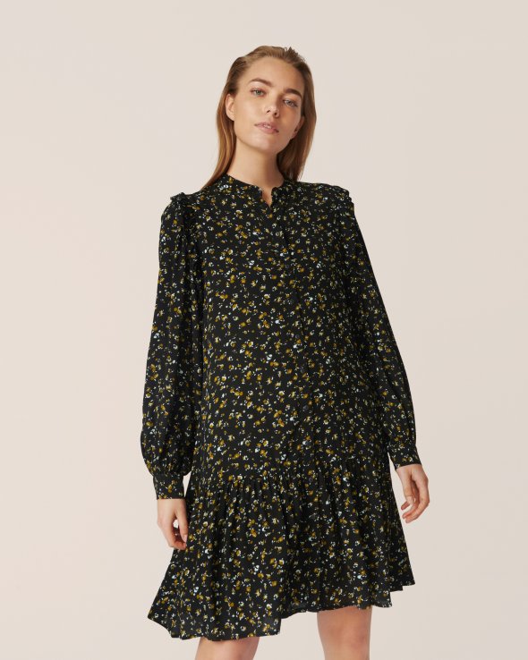 Bellaris Jalina Shirt Dress Aop - Black Flowers