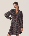 Messina Morocco Wrap Dress Aop - Black Flower