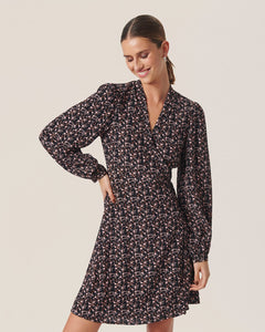 Messina Morocco Wrap Dress Aop - Black Flower