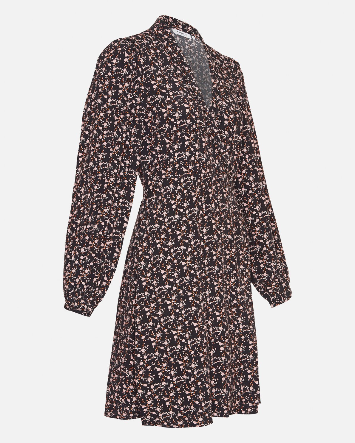 Messina Morocco Wrap Dress Aop - Black Flower