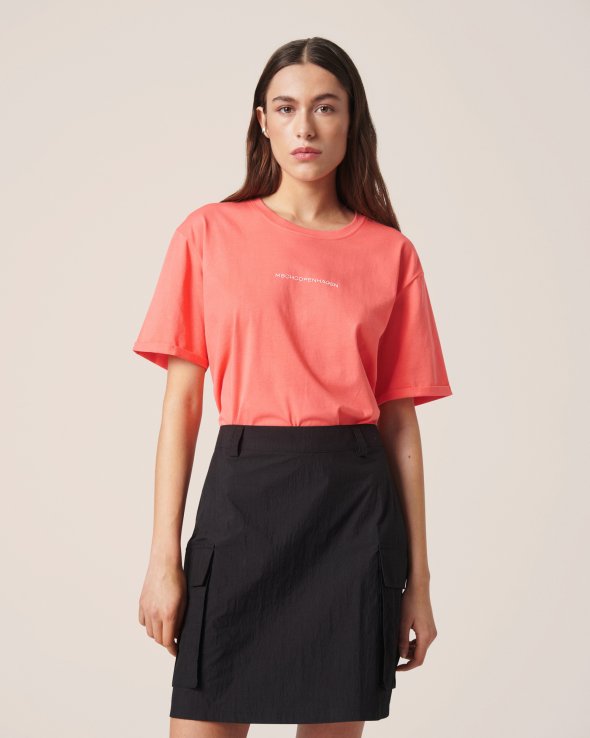 Terina Organic Small Logo Tee - Rose/White