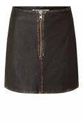 Rocker Leather Skirt - Vintage Dark Oak